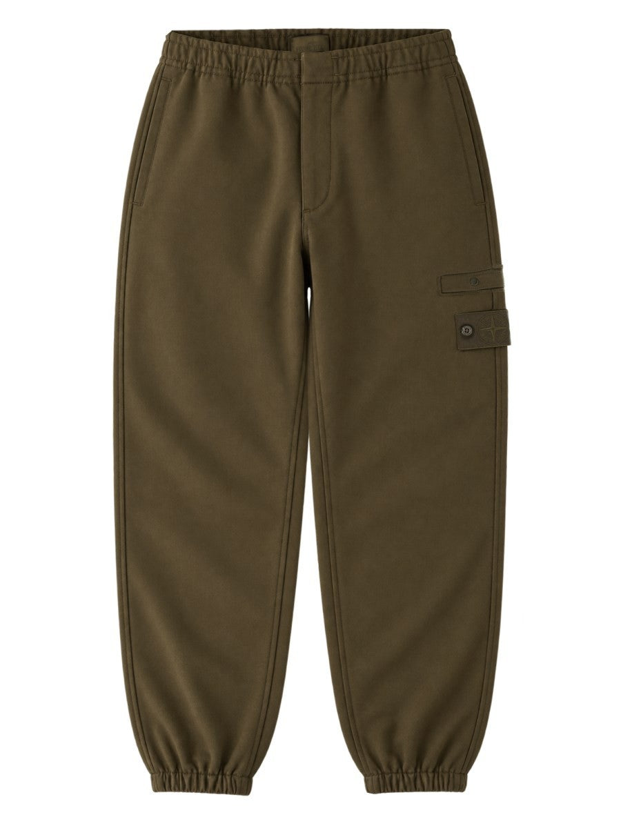 Stone Island Men's Pantalone Jogger in Flanella Di Lana Cardata Green