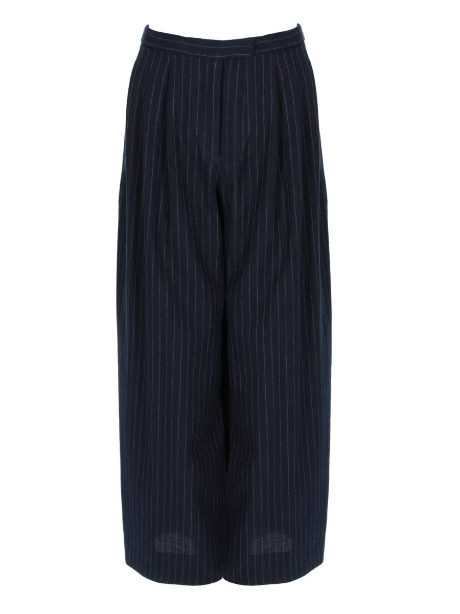 S MAX MARA Women's Wool Gessata Ordine Trousers Blue