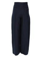 S MAX MARA Women's Wool Gessata Ordine Trousers Blue, view 2