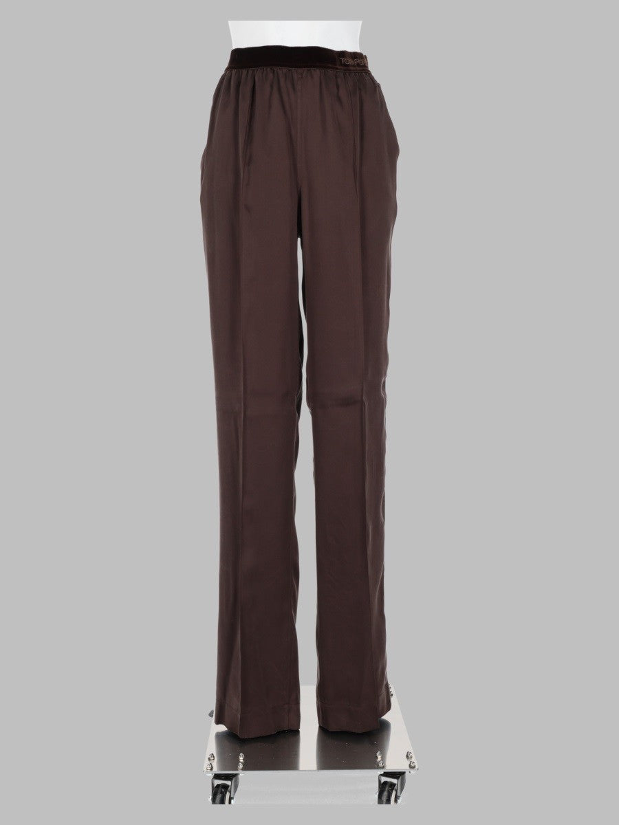 Tom Ford Women's Pantalone Pj in Raso Di Seta Stretch Brown