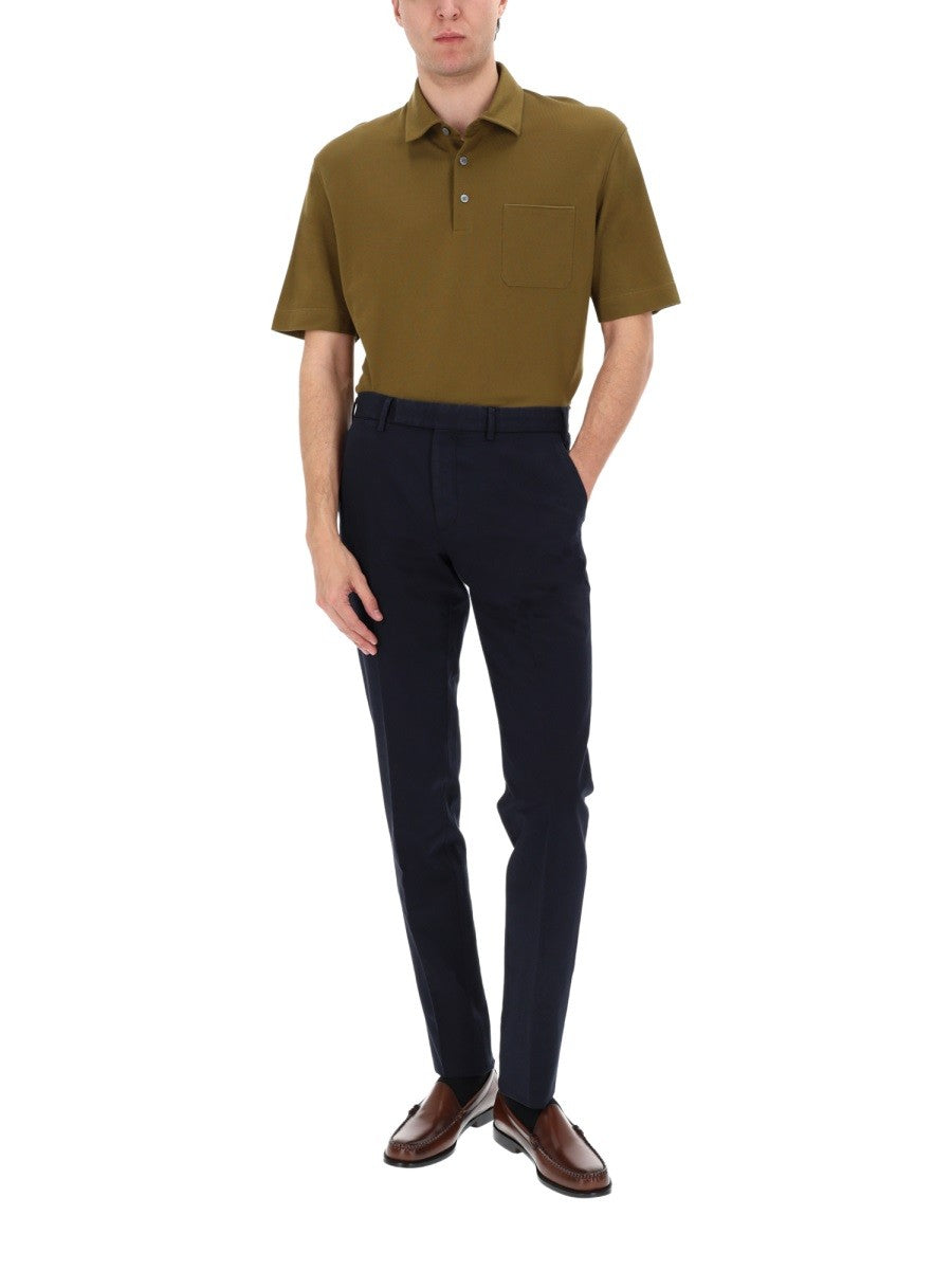 Zegna Men's Pantalone Sartoriale in Cotone Blue
