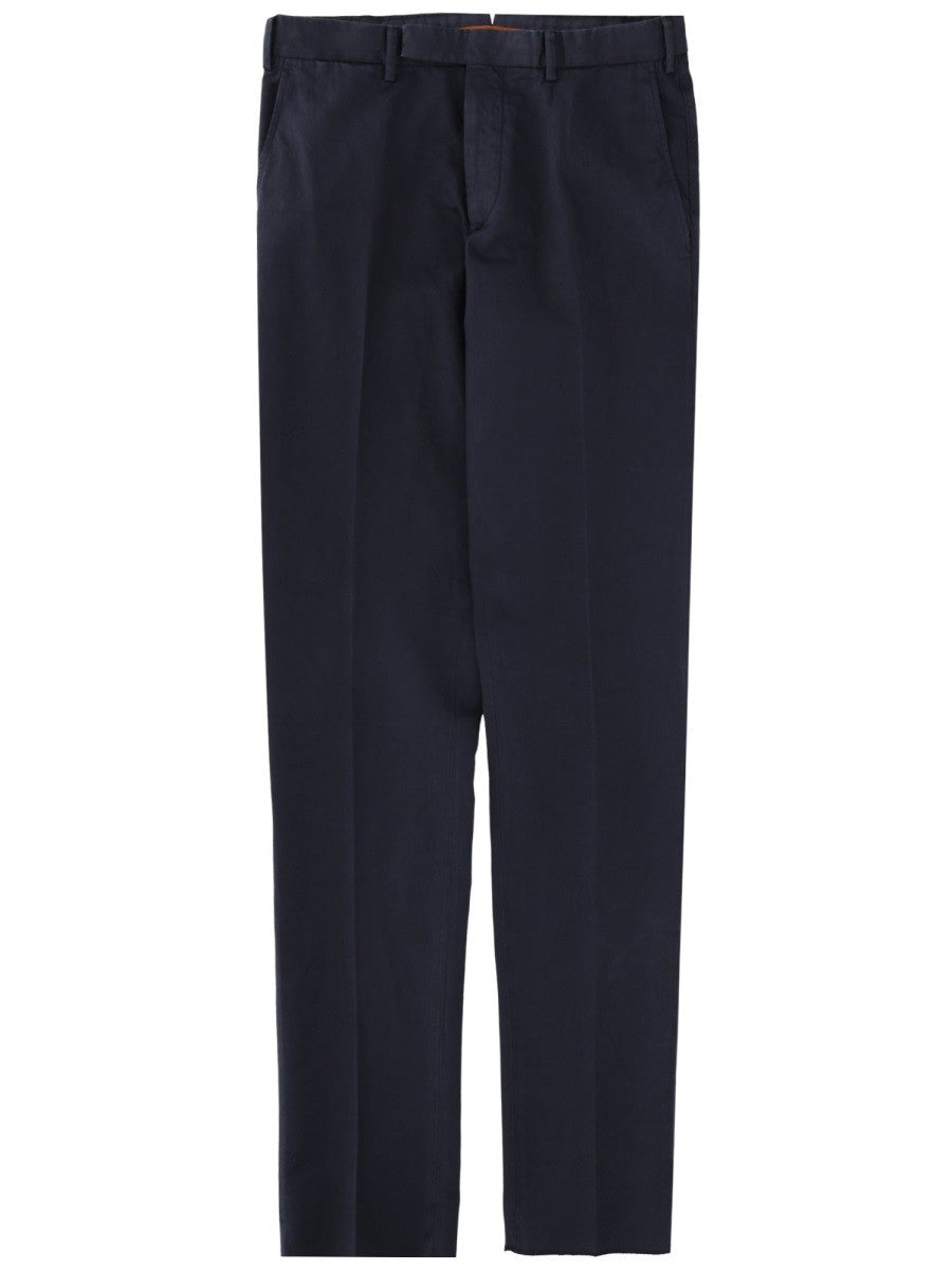 Zegna Men's Pantalone Sartoriale in Cotone Blue
