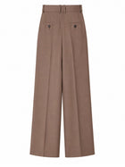 Saint Laurent Women's Wool Silk Tailored Trousers Brown, view 3