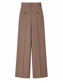 Saint Laurent Women's Pantalone Sartoriale in Lana Seta Brown