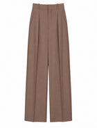 Saint Laurent Women's Wool Silk Tailored Trousers Brown
