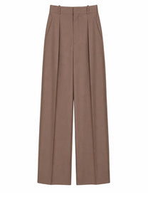 Saint Laurent Women's Pantalone Sartoriale in Lana Seta Brown