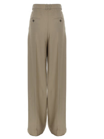 Saint Laurent Women's Pantalone Sartoriale in Lana Seta Beige