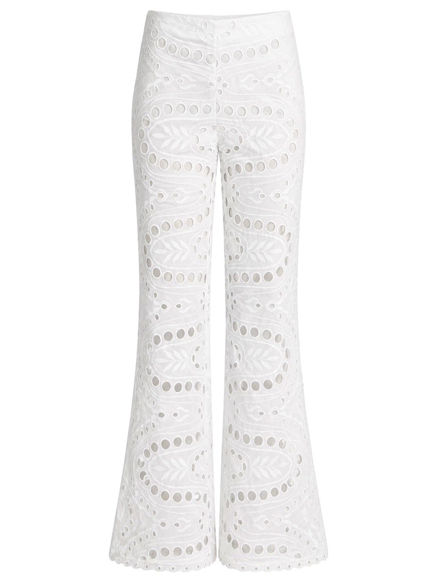 Charo Ruiz Ibiza Women's Pantalone Stern Con Motivo Traforato White