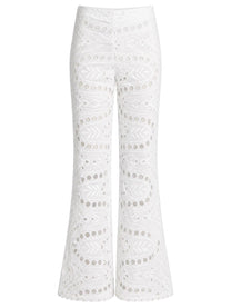 Charo Ruiz Women's Pantalone Stern Con Motivo Traforato White