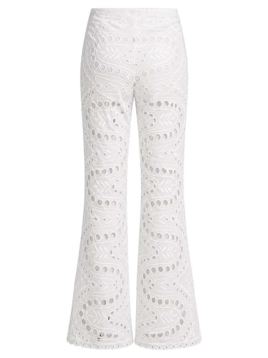 Charo Ruiz Women's Pantalone Stern Con Motivo Traforato White