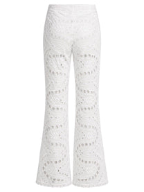 Charo Ruiz Women's Pantalone Stern Con Motivo Traforato White