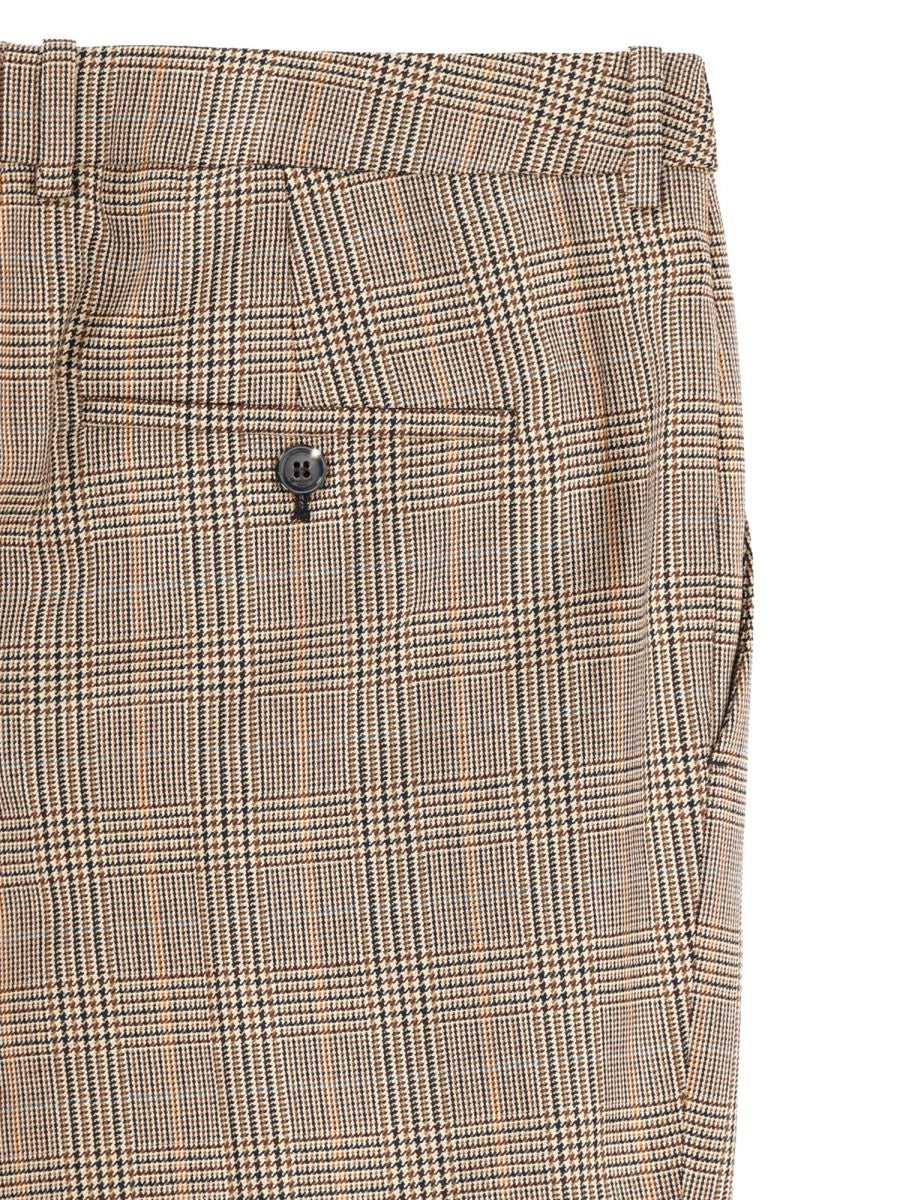 Saint Laurent Women's Wool Pied De Poule Principe Galles Svasato Trousers Beige, view 4