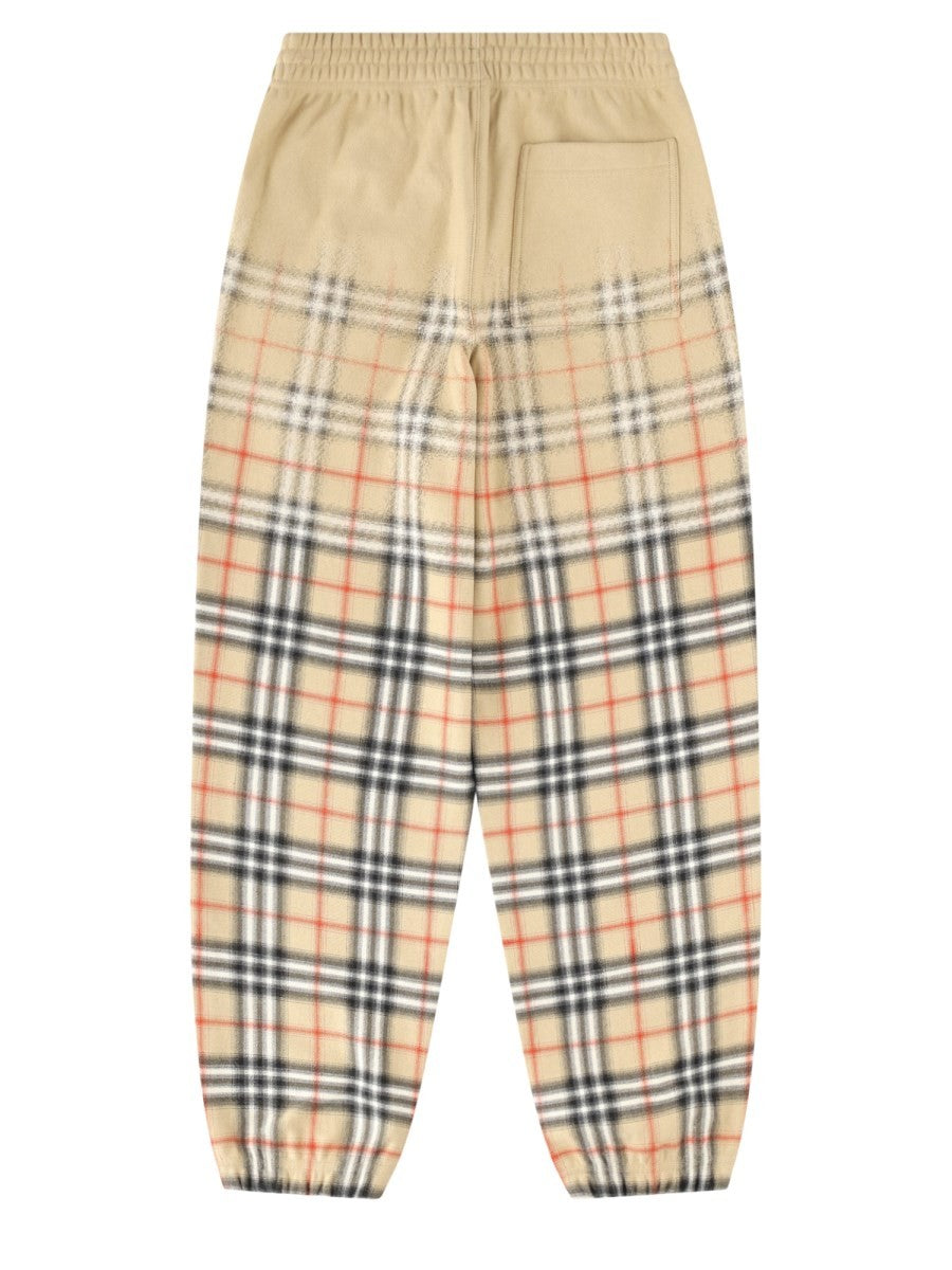 Burberry Men's Pantalone Track Con Stampa Check Beige