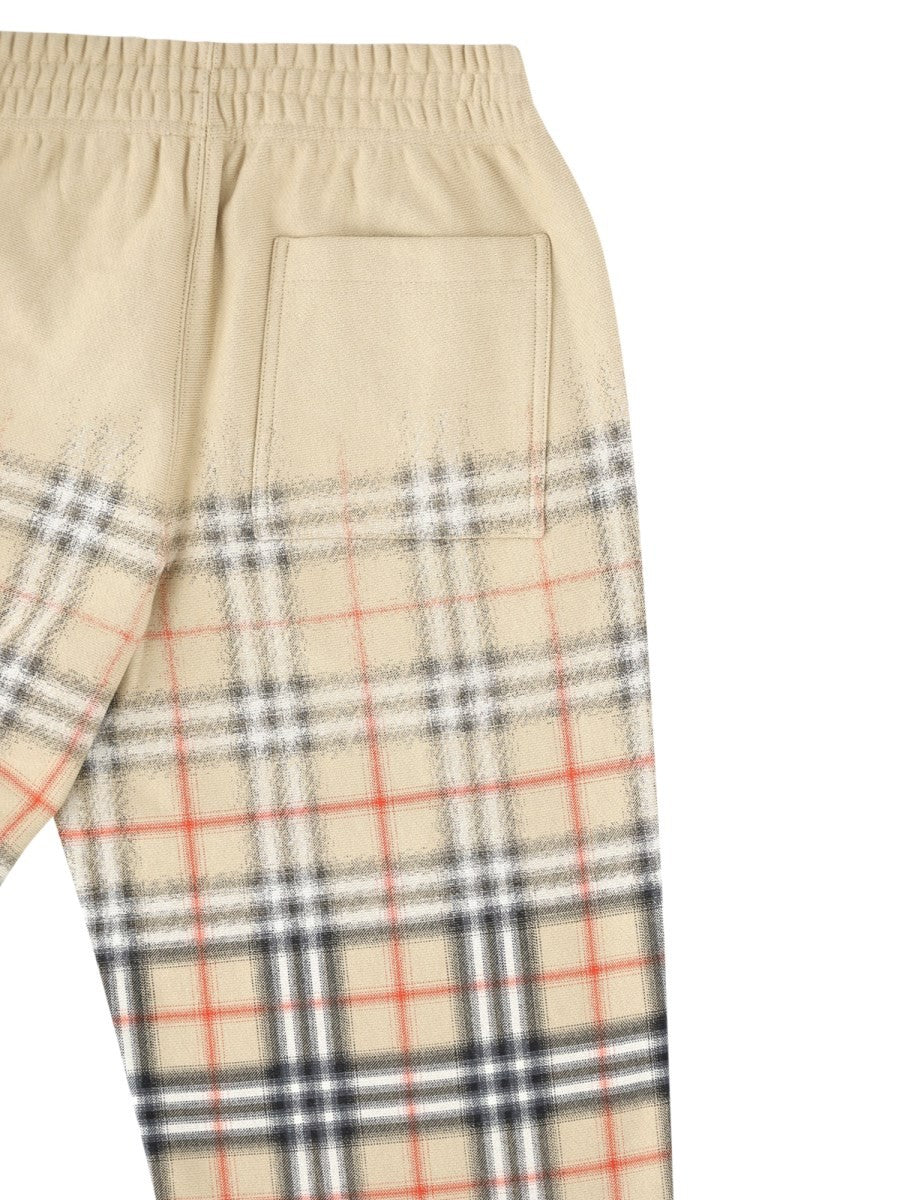 Burberry Men's Pantalone Track Con Stampa Check Beige