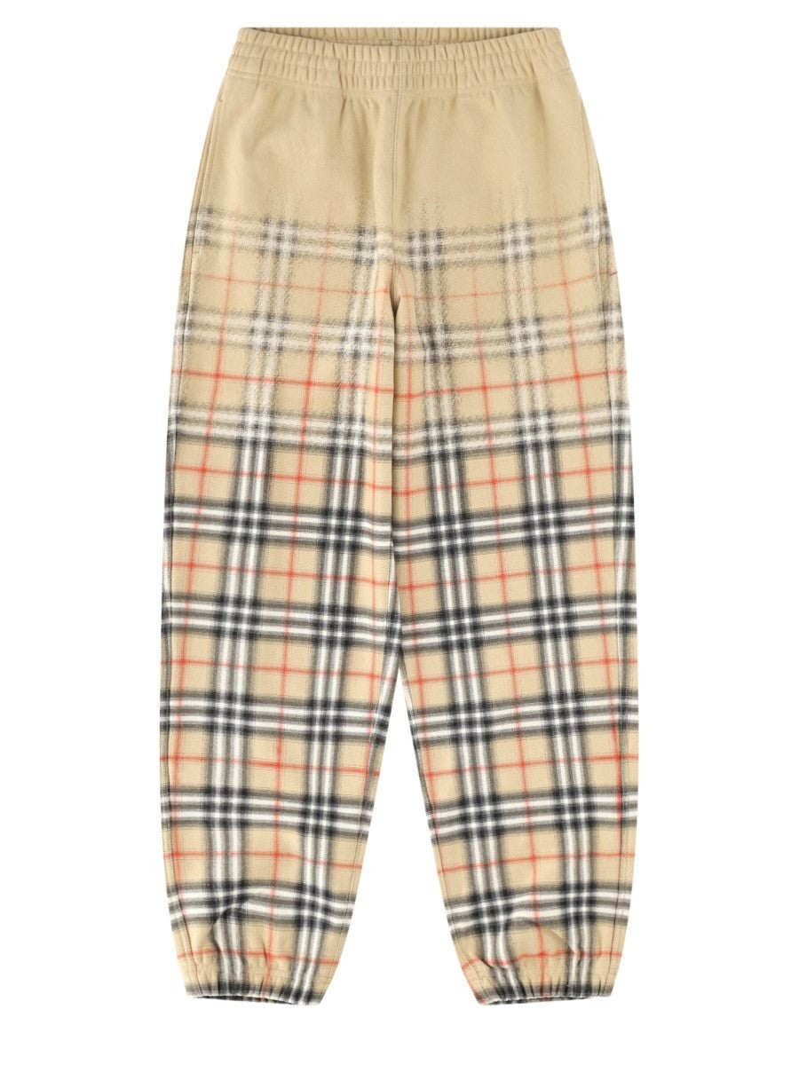 Burberry Men's Pantalone Track Con Stampa Check Beige