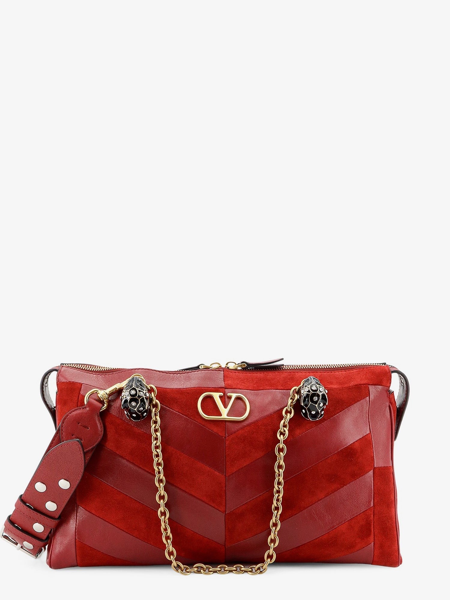 Valentino Women's Panthea Suede and Leather Crossbody Bag Red
