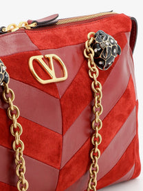 Valentino Women's Panthea Suede and Leather Crossbody Bag Red
