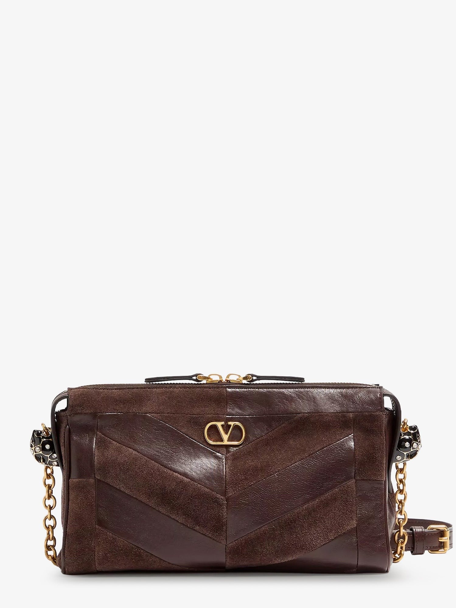 Valentino Women's Panthea Suede and Leather Crossbody Bag Brown