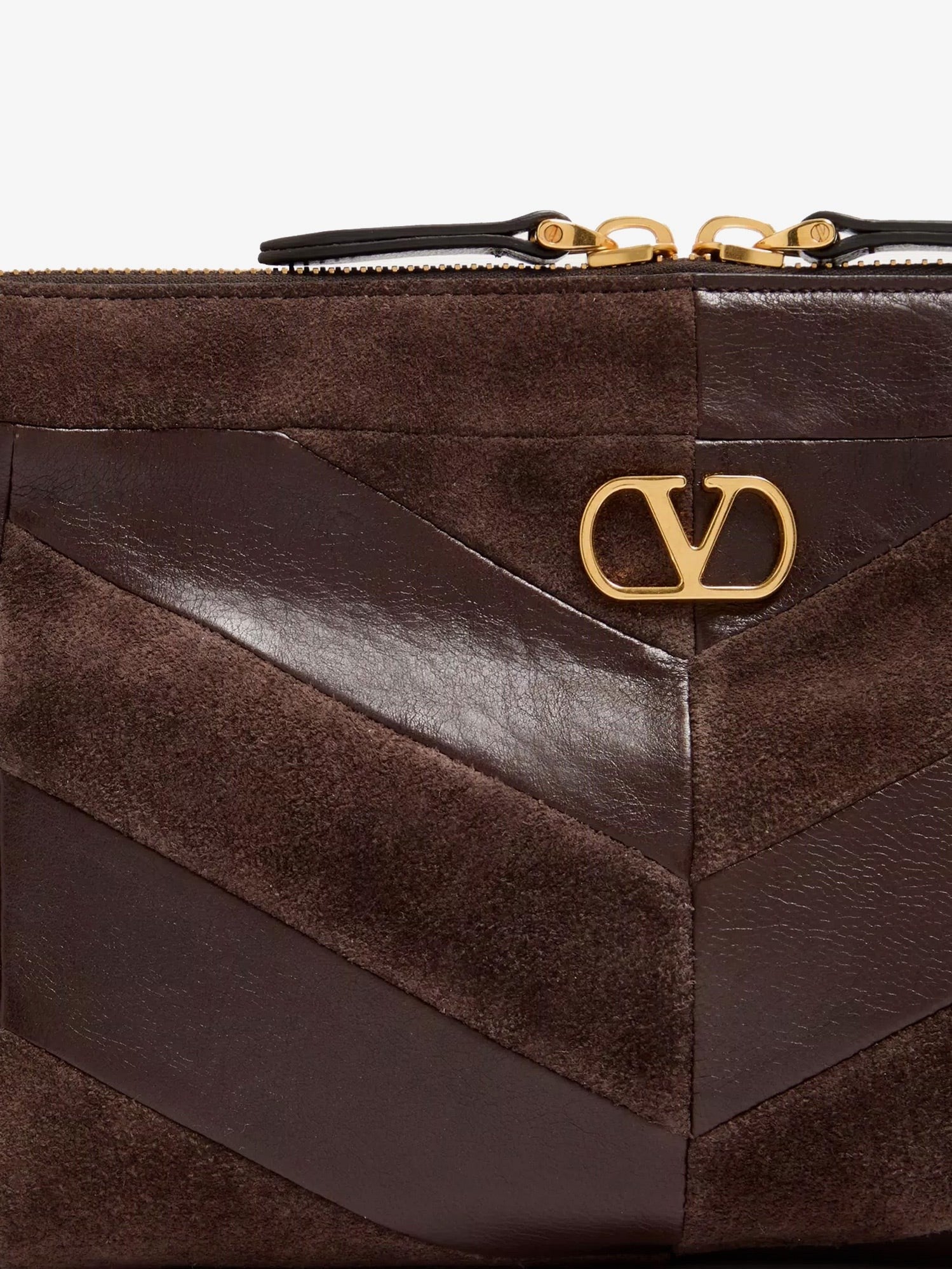 Valentino Women's Panthea Suede and Leather Crossbody Bag Brown
