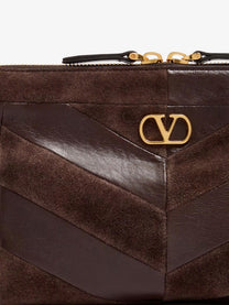 Valentino Women's Panthea Suede and Leather Crossbody Bag Brown