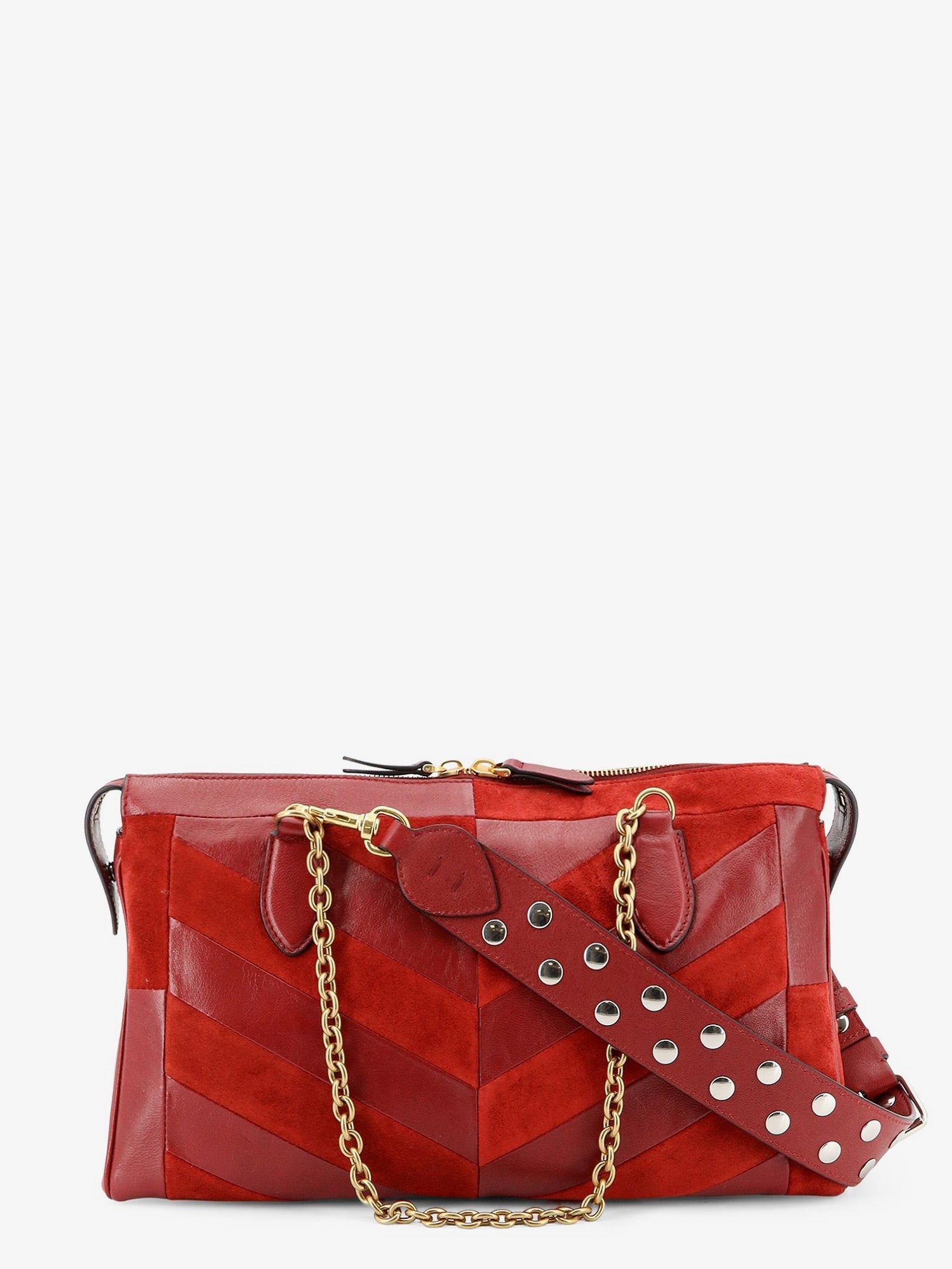 Valentino Women's Panthea Suede and Leather Crossbody Bag Red