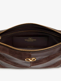 Valentino Women's Panthea Suede and Leather Crossbody Bag Brown