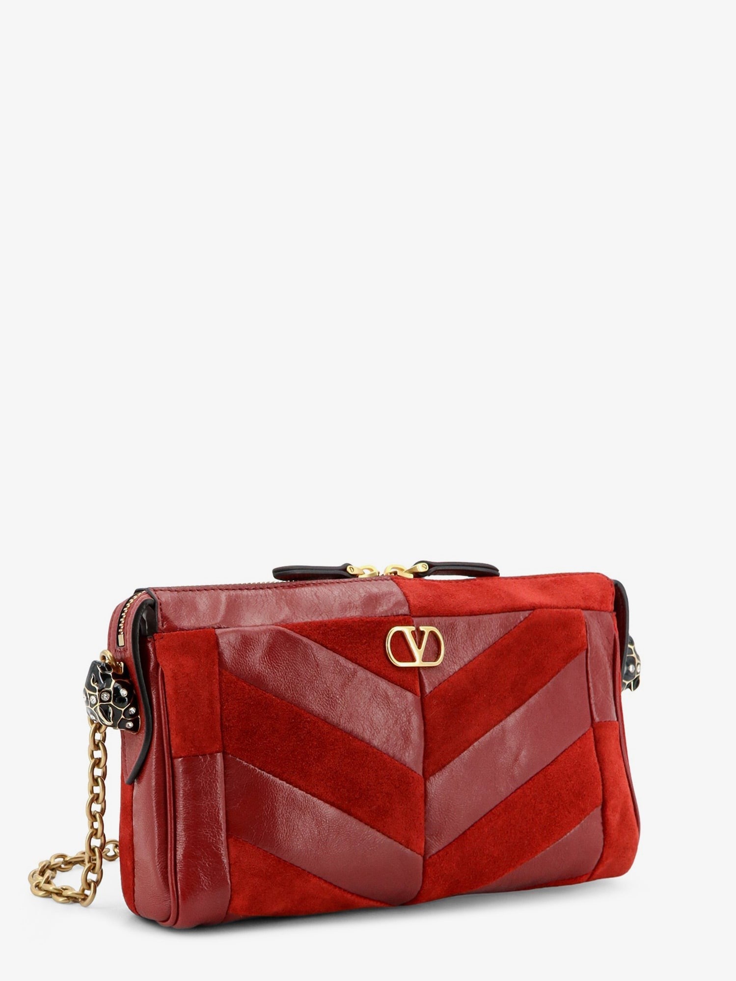 Valentino Women's Panthea Suede and Leather Crossbody Bag Red