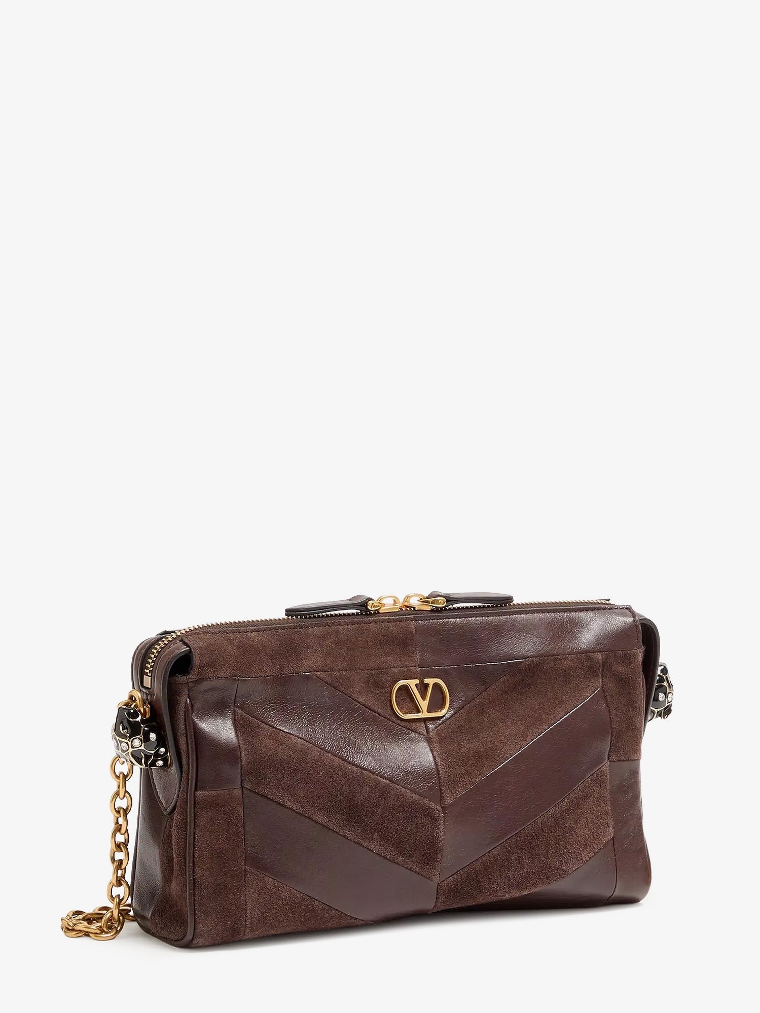 Valentino Women's Panthea Suede and Leather Crossbody Bag Brown