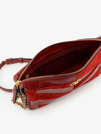 Valentino Women's Panthea Suede and Leather Crossbody Bag Red