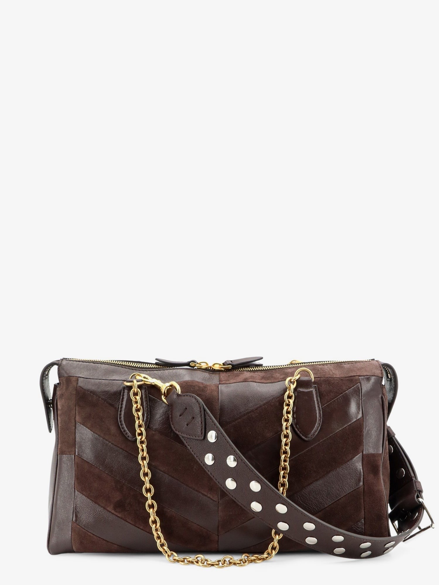 Valentino Women's Panthea Suede and Leather Shoulder Bag Brown