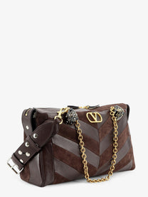 Valentino Women's Panthea Suede and Leather Shoulder Bag Brown