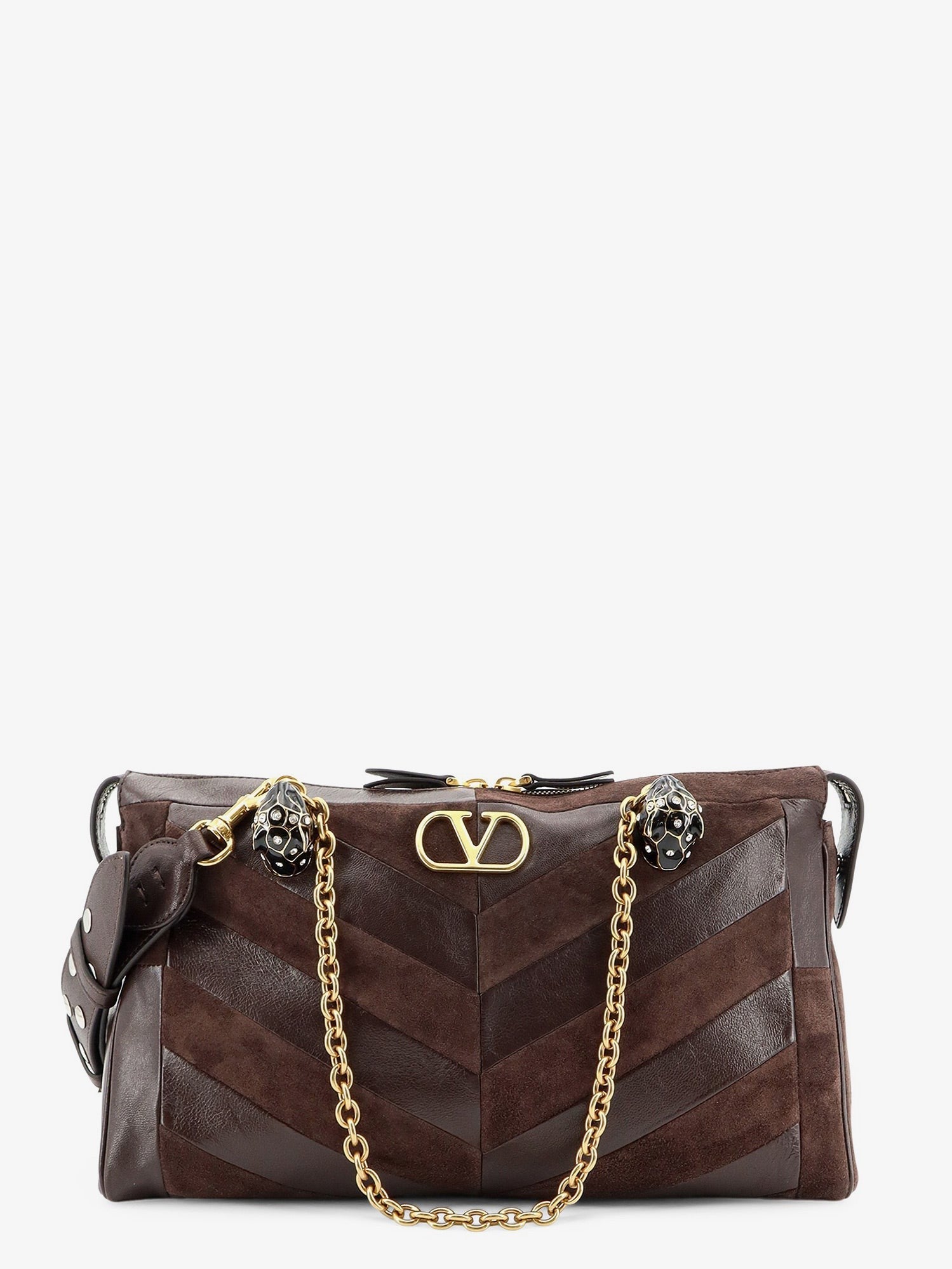 Valentino Women's Panthea Suede and Leather Shoulder Bag Brown