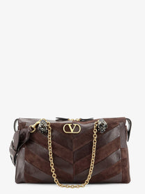 Valentino Women's Panthea Suede and Leather Shoulder Bag Brown