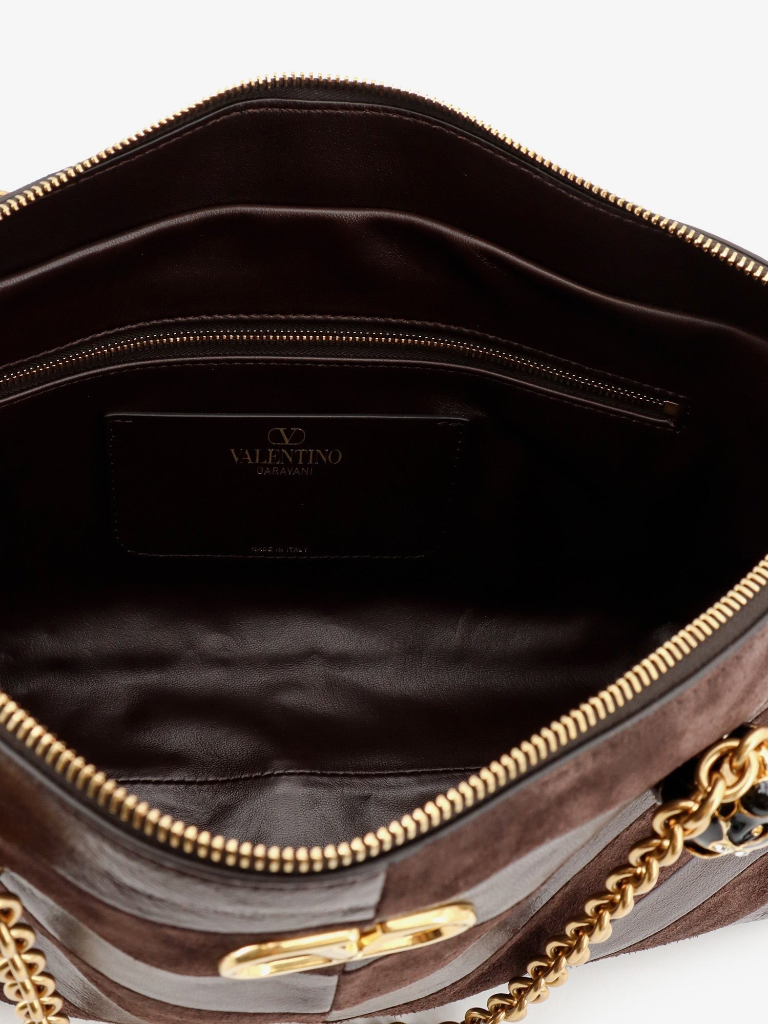 Valentino Women's Panthea Suede and Leather Shoulder Bag Brown