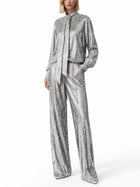 Stella McCartney Women's Pants in Fil Coupé Silver, view 2