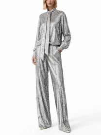 Stella McCartney Women's Pants in Fil Coupé Silver, view 2