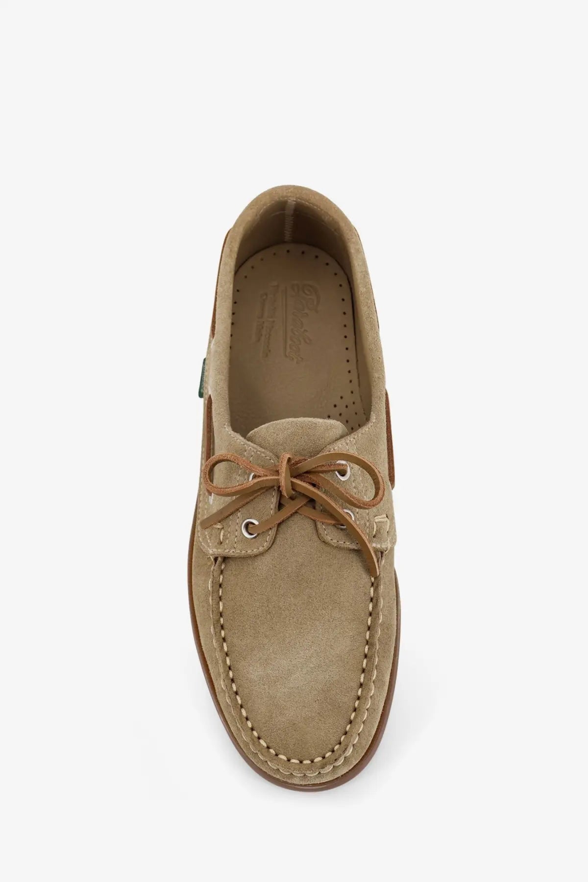 Paraboot men’s barth marine suede loafers miel tan suede boat shoe with brown leather laces and stitching