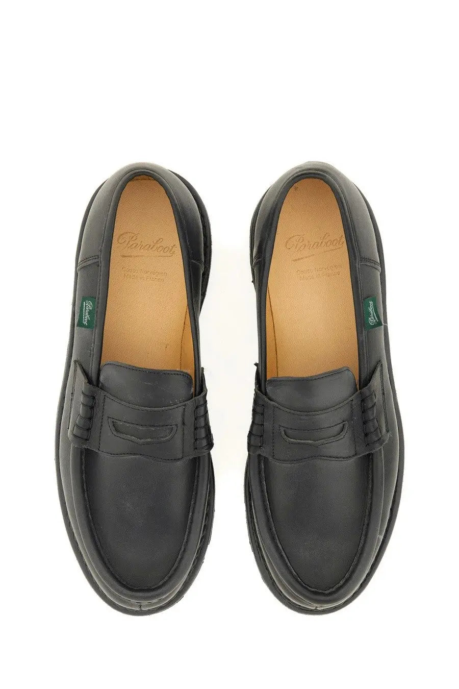 Paraboot men’s leather loafer black with classic slip-on design and stitched detailing in black leather
