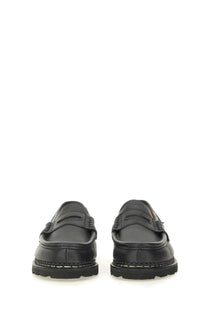 Paraboot men leather loafer black with classic design and visible stitching along the sole