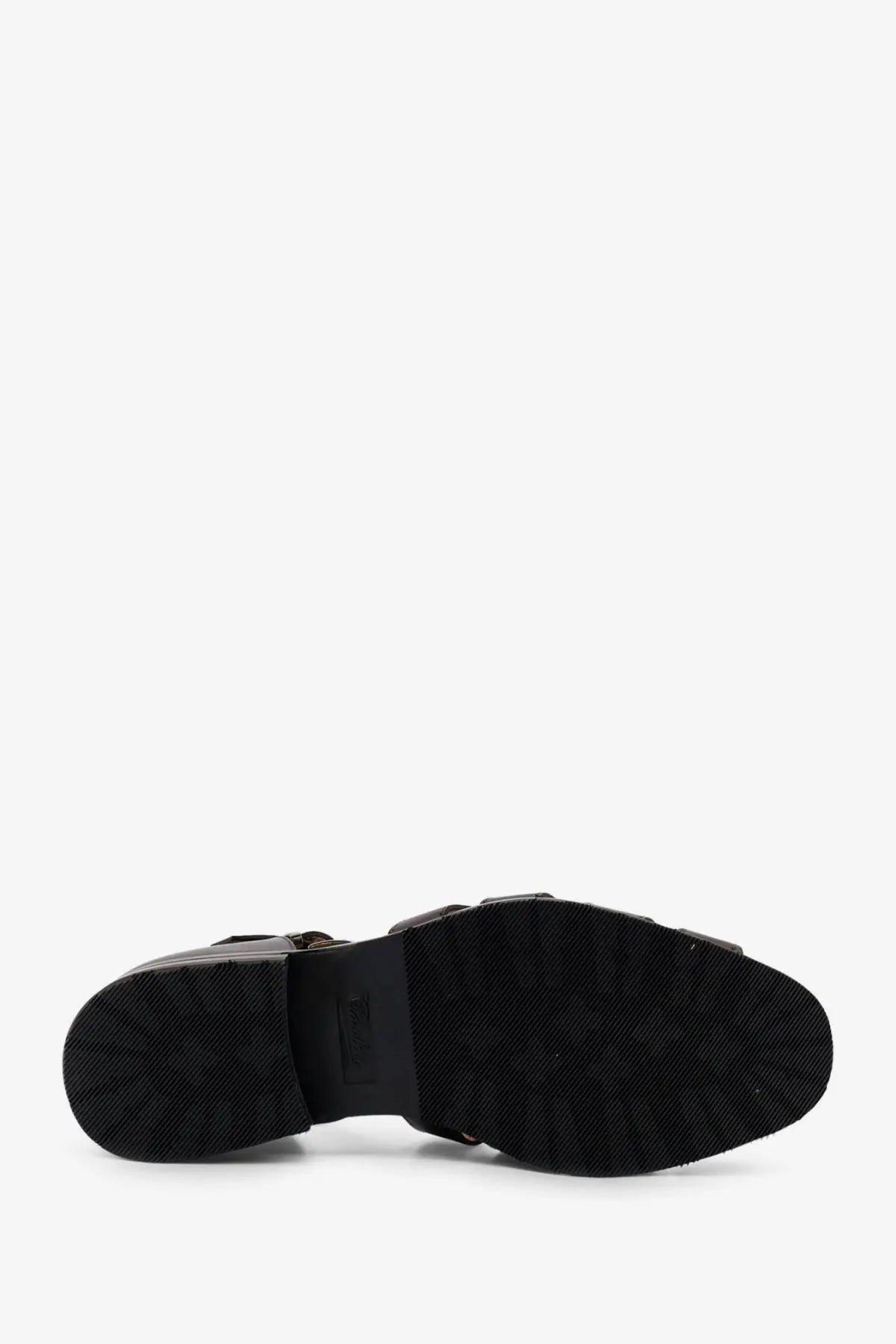 Paraboot men’s leather sandals black with platform sole textured rubber and metallic buckle details
