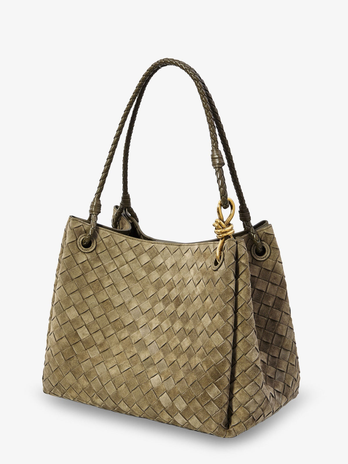 Bottega Veneta Women's Parachute Large Suede Shoulder Bag Green, view 3