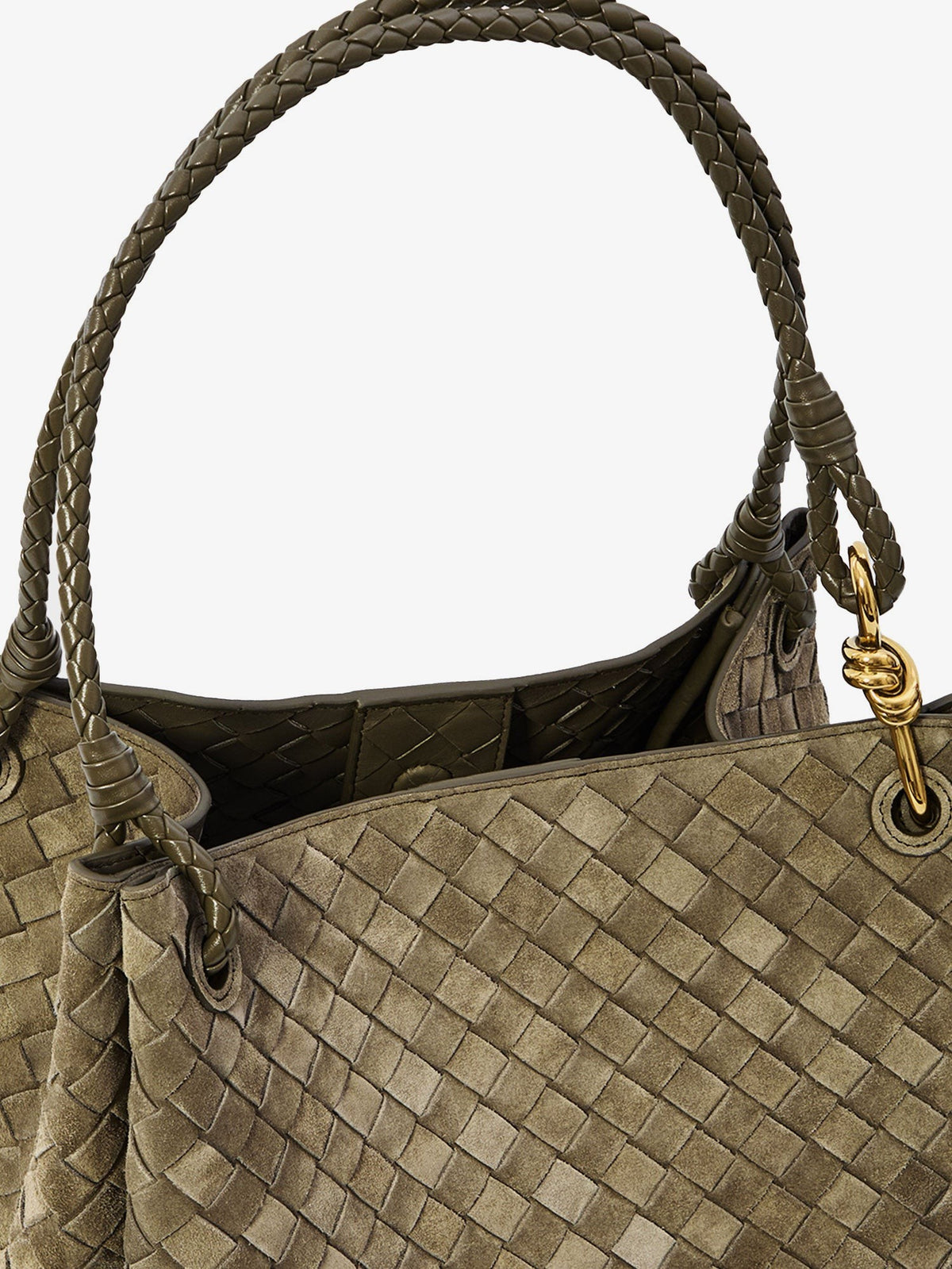 Bottega Veneta Women's Parachute Large Suede Shoulder Bag Green, view 4