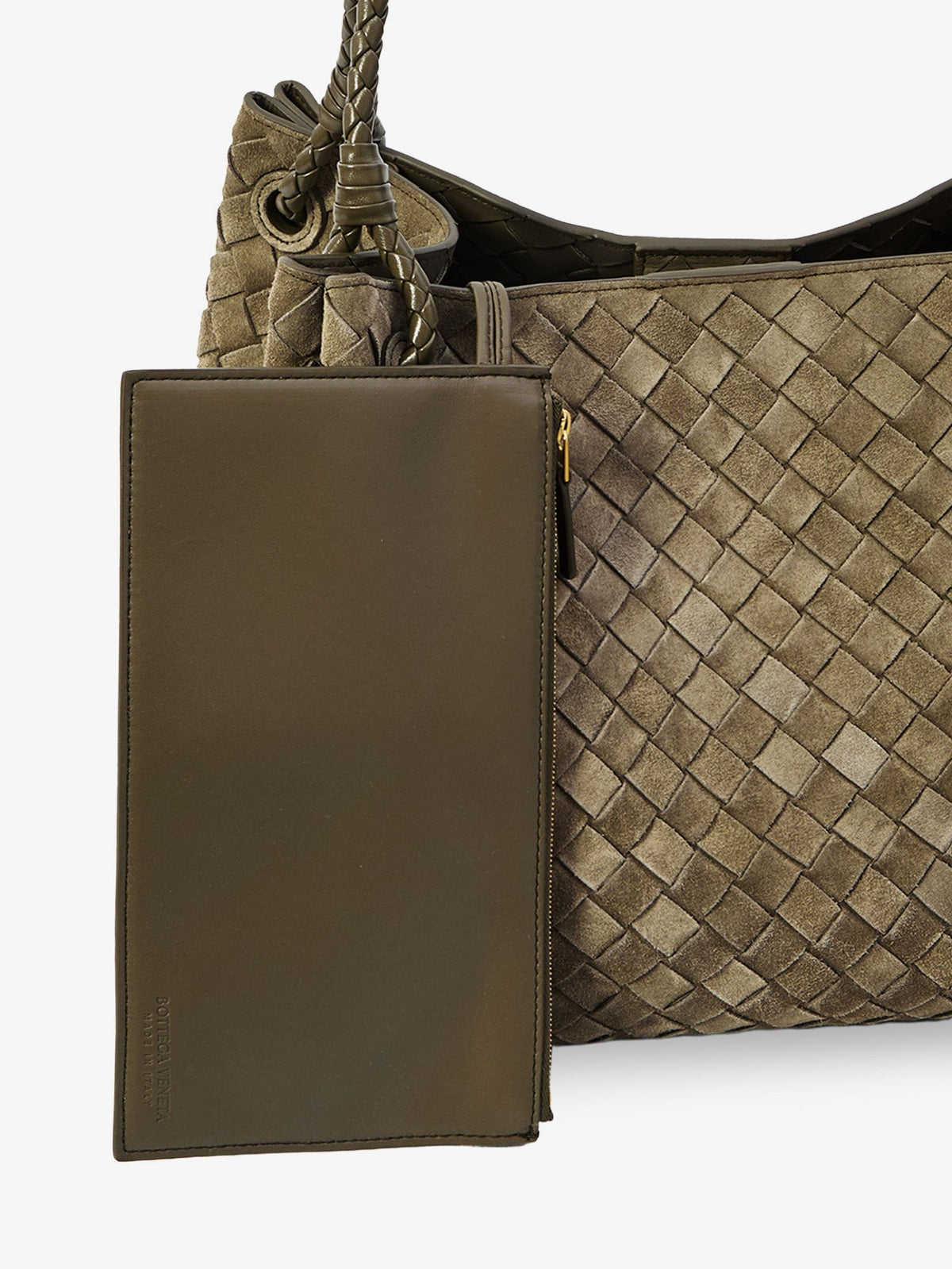 Bottega Veneta Women's Parachute Large Suede Shoulder Bag Green, view 5