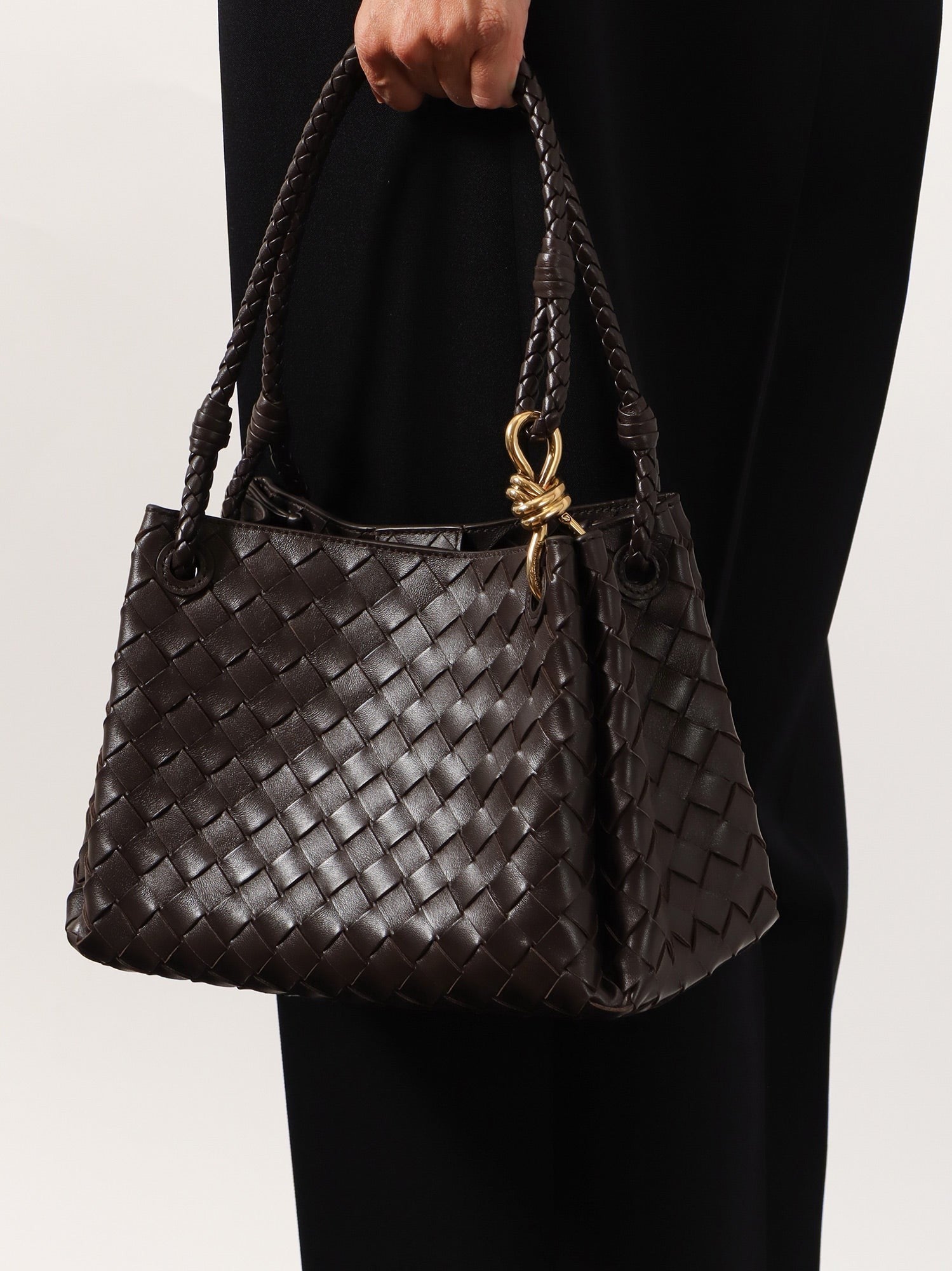 Bottega Veneta Women's Parachute Leather Shoulder Bag Brown
