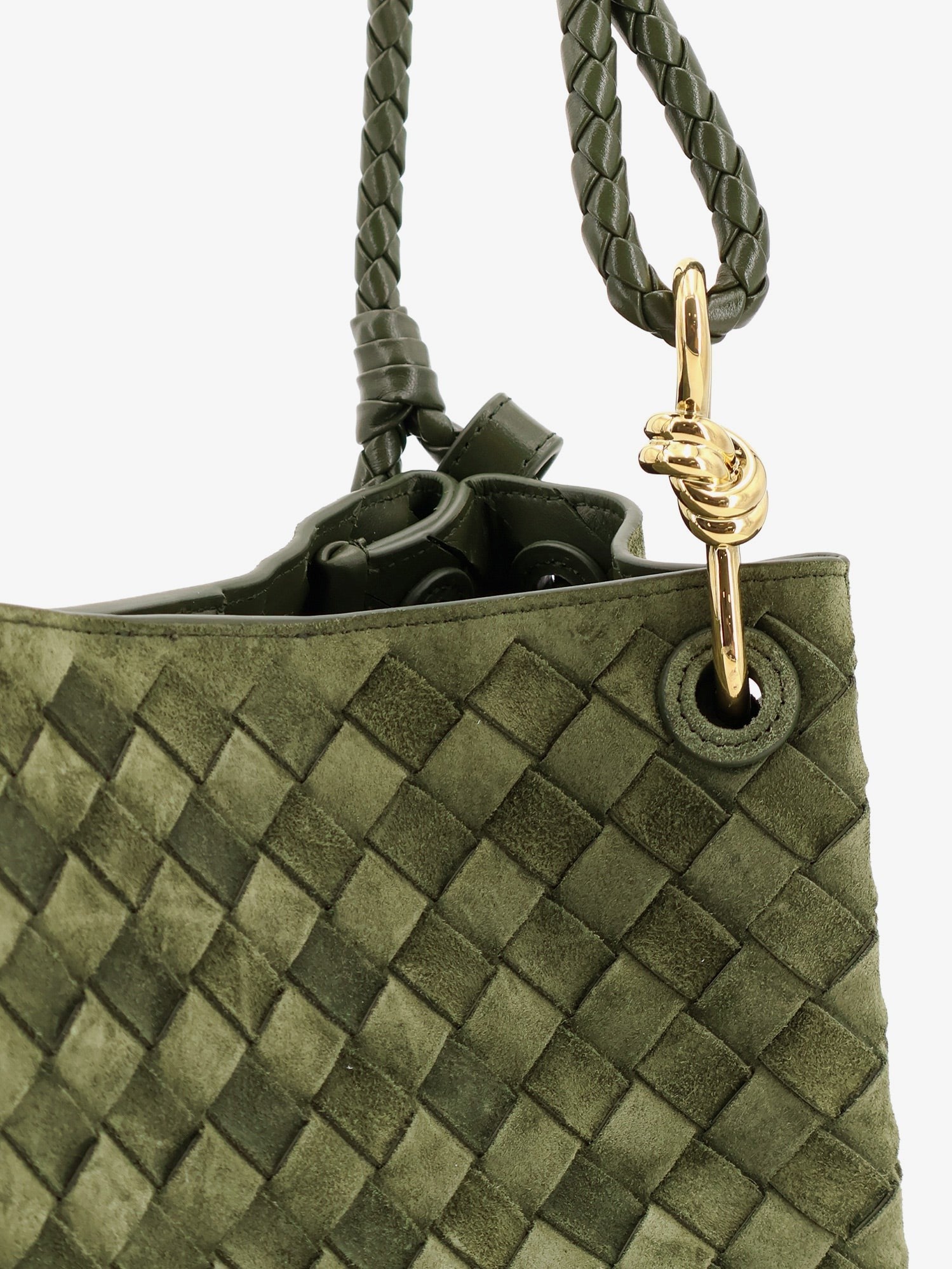 Bottega Veneta Women's Parachute Suede Shoulder Bag Green