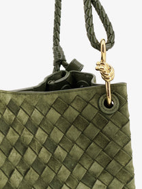 Bottega Veneta Women's Parachute Suede Shoulder Bag Green