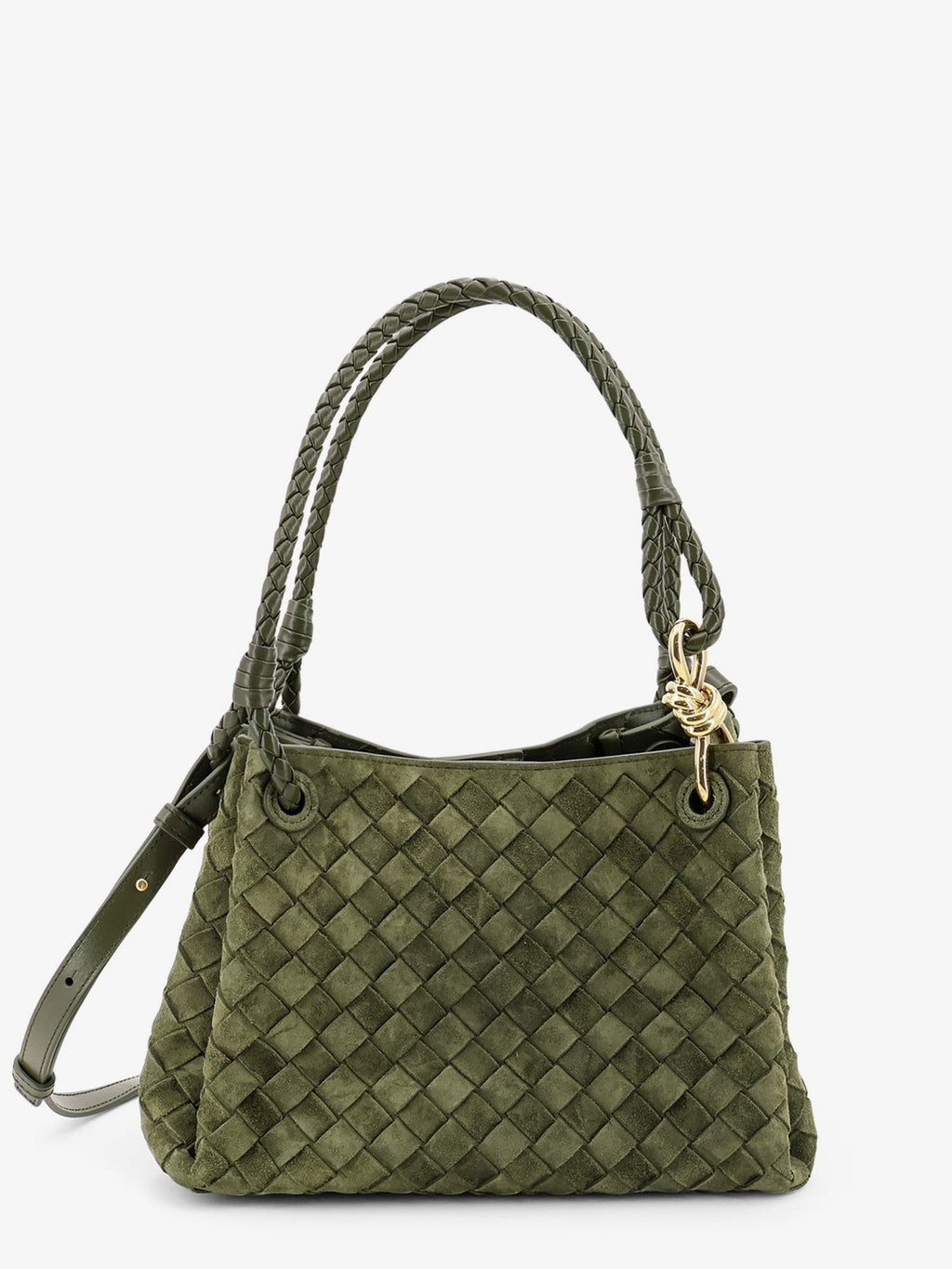 Bottega Veneta Women's Parachute Suede Shoulder Bag Green