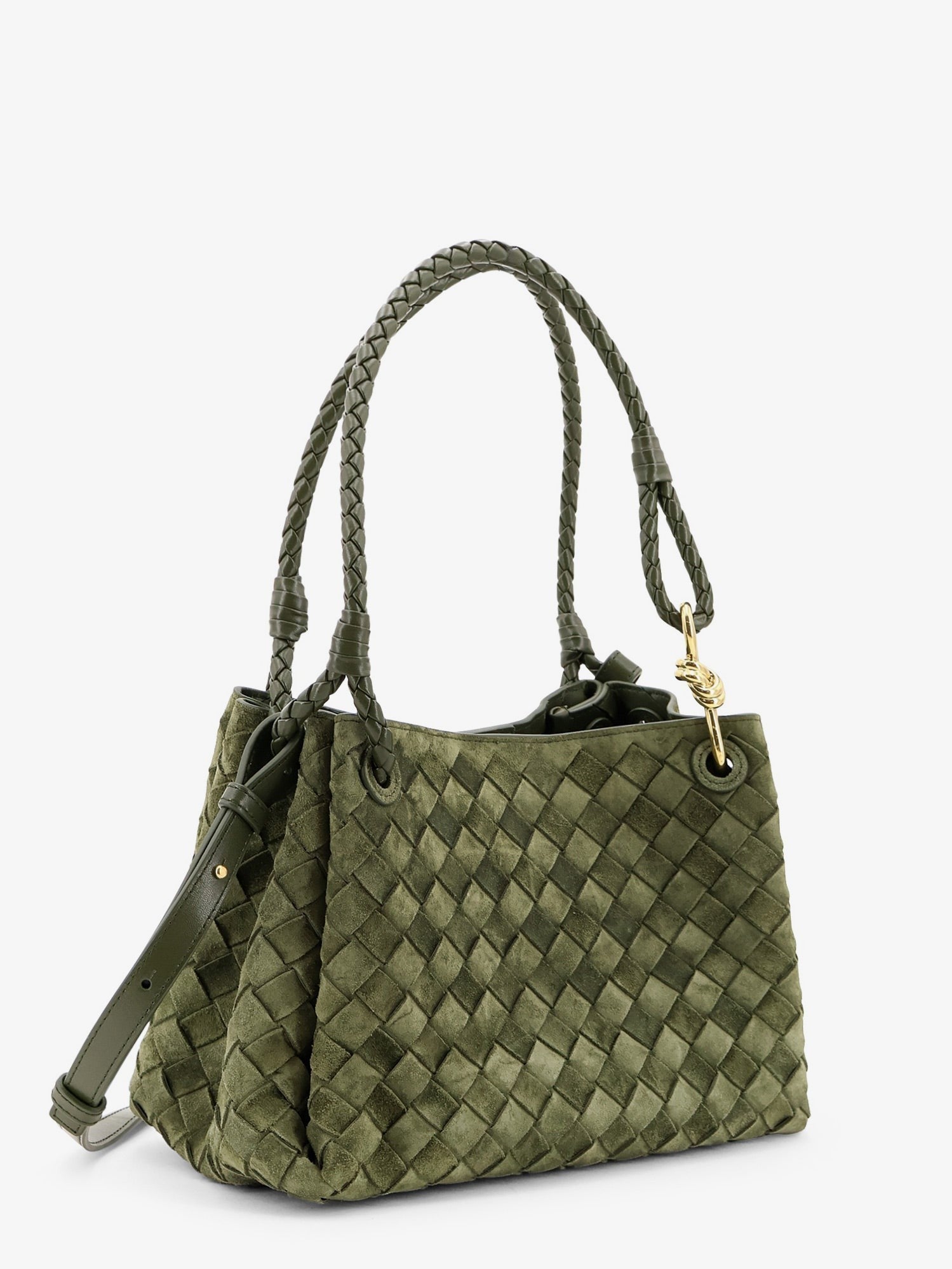 Bottega Veneta Women's Parachute Suede Shoulder Bag Green