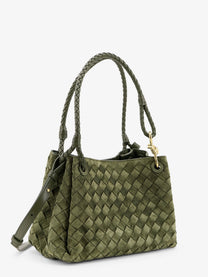 Bottega Veneta Women's Parachute Suede Shoulder Bag Green