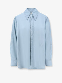 Bottega Veneta Women's Parachute Viscose and Silk Blend Shirt Blue